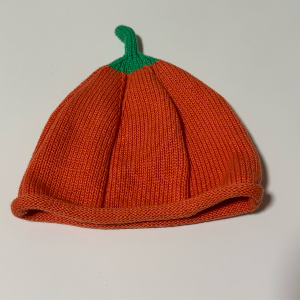 Carter's Orange Pumpkin Hat with Green Stem / one size